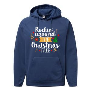 Christmas Carol Holiday Rockin Around The Christmas Tree Gift Performance Fleece Hoodie