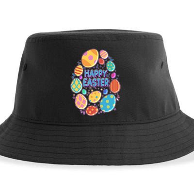 Cute Colorful Happy Easter Eggs Sustainable Bucket Hat