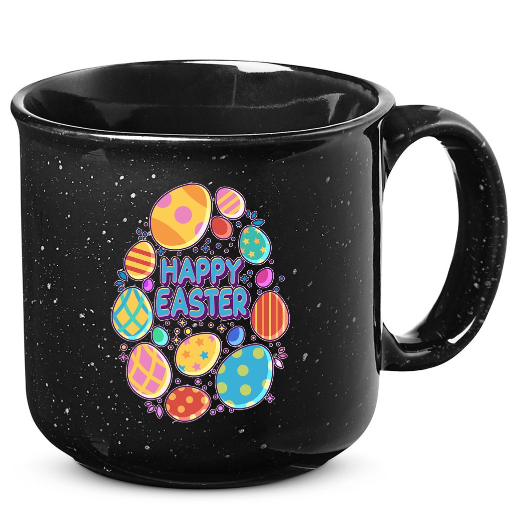 Cute Colorful Happy Easter Eggs 15oz Campfire Ceramic Mug