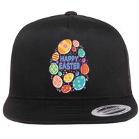 Cute Colorful Happy Easter Eggs Flatbill Hat