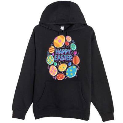 Cute Colorful Happy Easter Eggs Premium Pullover Hoodie