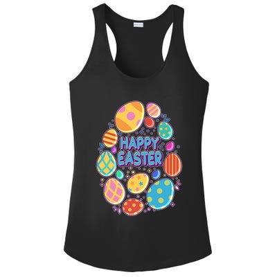 Cute Colorful Happy Easter Eggs Ladies PosiCharge Competitor Racerback Tank