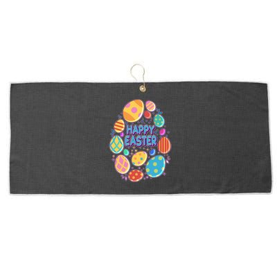 Cute Colorful Happy Easter Eggs Large Microfiber Waffle Golf Towel