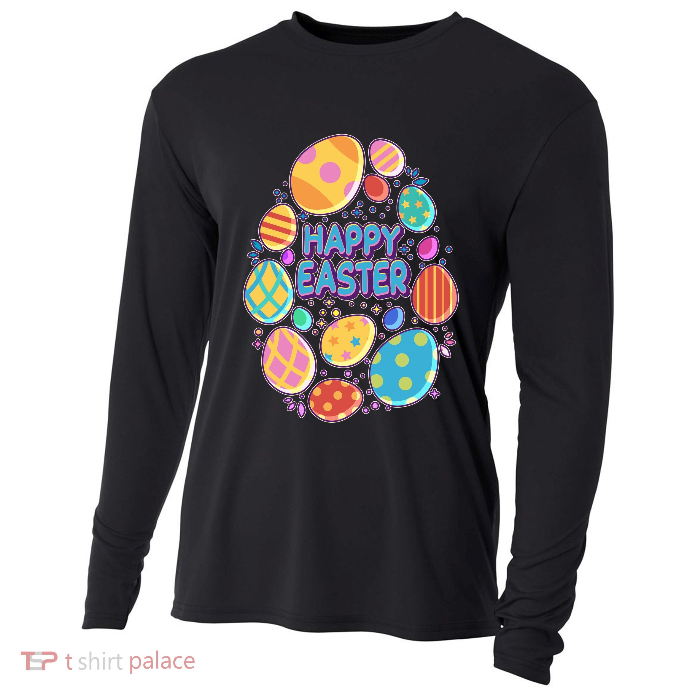 Cute Colorful Happy Easter Eggs Cooling Performance Long Sleeve Crew