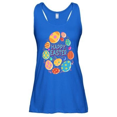 Cute Colorful Happy Easter Eggs Ladies Essential Flowy Tank