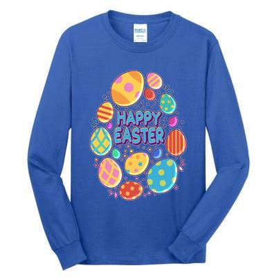 Cute Colorful Happy Easter Eggs Tall Long Sleeve T-Shirt