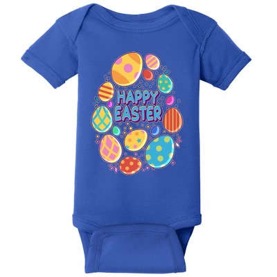 Cute Colorful Happy Easter Eggs Baby Bodysuit
