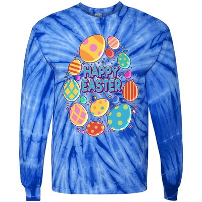 Cute Colorful Happy Easter Eggs Tie-Dye Long Sleeve Shirt