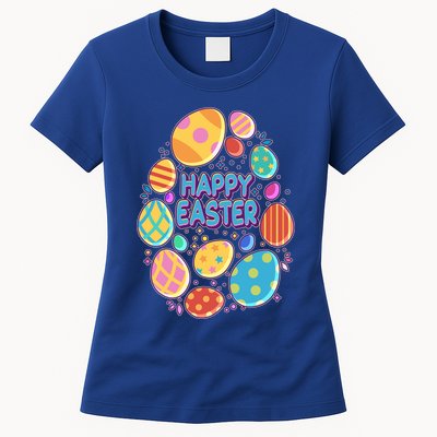Cute Colorful Happy Easter Eggs Womens T-Shirt