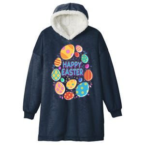 Cute Colorful Happy Easter Eggs Hooded Wearable Blanket