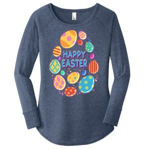 Cute Colorful Happy Easter Eggs Women's Perfect Tri Tunic Long Sleeve Shirt