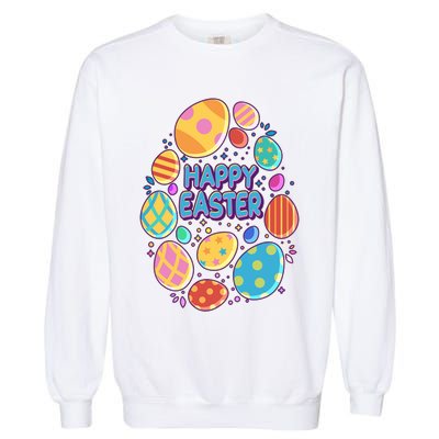 Cute Colorful Happy Easter Eggs Garment-Dyed Sweatshirt