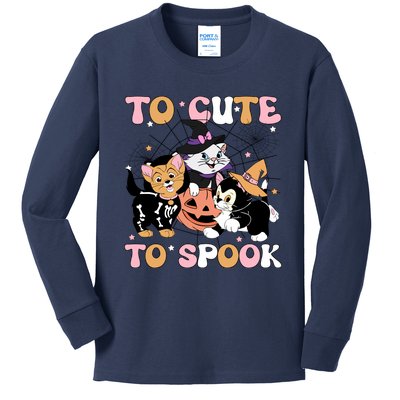 Cute Cat Halloween Too Cute To Spook Halloween Movie Kids Long Sleeve Shirt