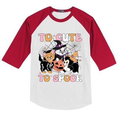 Cute Cat Halloween Too Cute To Spook Halloween Movie Kids Colorblock Raglan Jersey