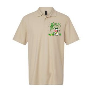 Cute Cow Holding Lucky Shamrock Leaf Farmer St Patrick's Day Softstyle Adult Sport Polo