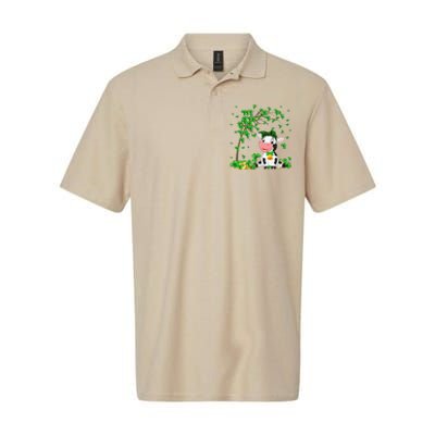 Cute Cow Holding Lucky Shamrock Leaf Farmer St Patrick's Day Softstyle Adult Sport Polo