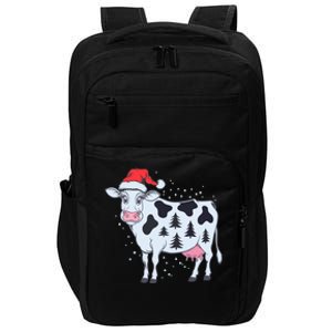 Christmas Cow Holiday Santa Hat Funny Gift Impact Tech Backpack