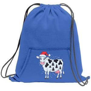 Christmas Cow Holiday Santa Hat Funny Gift Sweatshirt Cinch Pack Bag