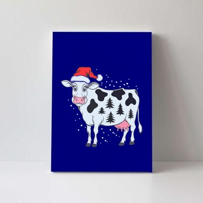 Christmas Cow Holiday Santa Hat Funny Gift Canvas