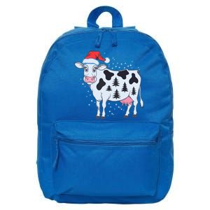 Christmas Cow Holiday Santa Hat Funny Gift 16 in Basic Backpack