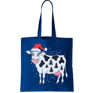 Christmas Cow Holiday Santa Hat Funny Gift Tote Bag