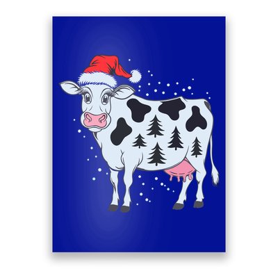 Christmas Cow Holiday Santa Hat Funny Gift Poster