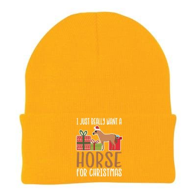 Cute Christmas Horse I Want A Horse Funny Gift Knit Cap Winter Beanie