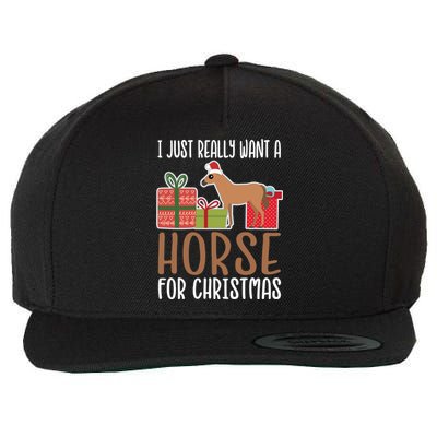 Cute Christmas Horse I Want A Horse Funny Gift Wool Snapback Cap