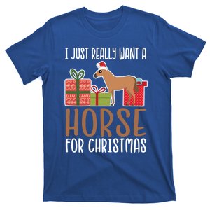 Cute Christmas Horse I Want A Horse Funny Gift T-Shirt