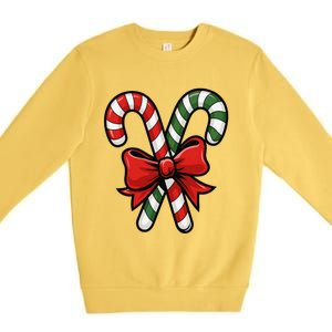 Candy Cane Holly Merry Christmas Happy Xmas Holidays Premium Crewneck Sweatshirt