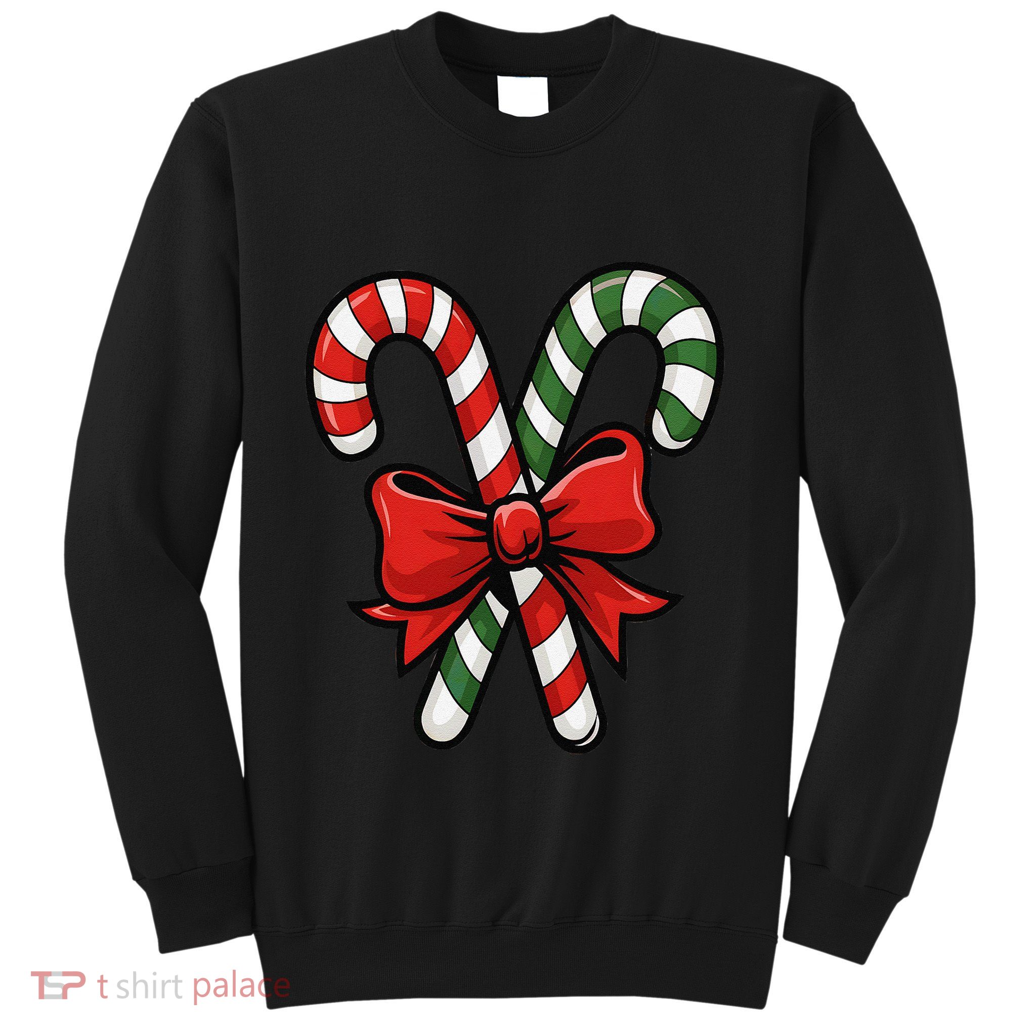 Candy Cane Holly Merry Christmas Happy Xmas Holidays Sweatshirt