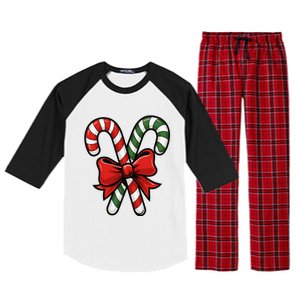 Candy Cane Holly Merry Christmas Happy Xmas Holidays Raglan Sleeve Pajama Set