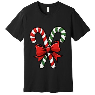 Candy Cane Holly Merry Christmas Happy Xmas Holidays Premium T-Shirt