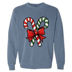 Candy Cane Holly Merry Christmas Happy Xmas Holidays Garment-Dyed Sweatshirt