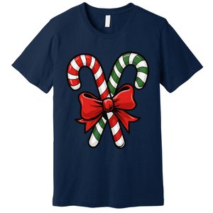 Candy Cane Holly Merry Christmas Happy Xmas Holidays Premium T-Shirt