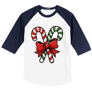 Candy Cane Holly Merry Christmas Happy Xmas Holidays Baseball Sleeve Shirt