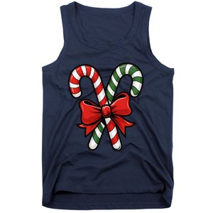 Candy Cane Holly Merry Christmas Happy Xmas Holidays Tank Top