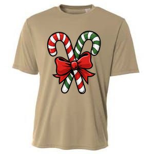 Candy Cane Holly Merry Christmas Happy Xmas Holidays Cooling Performance Crew T-Shirt