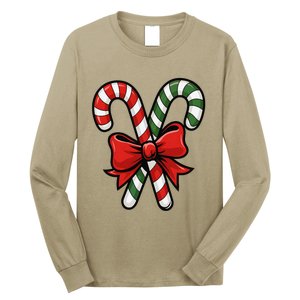 Candy Cane Holly Merry Christmas Happy Xmas Holidays Long Sleeve Shirt