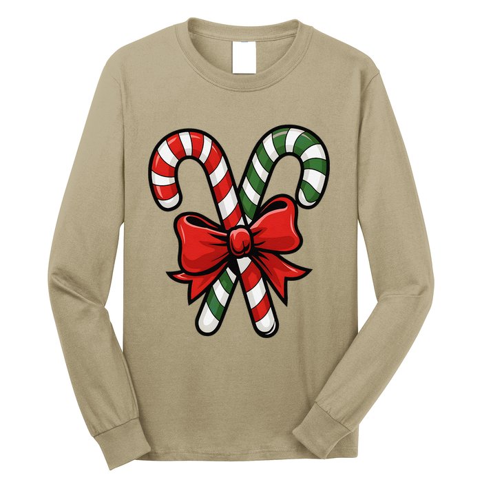 Candy Cane Holly Merry Christmas Happy Xmas Holidays Long Sleeve Shirt