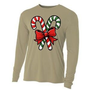 Candy Cane Holly Merry Christmas Happy Xmas Holidays Cooling Performance Long Sleeve Crew