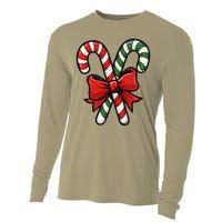 Candy Cane Holly Merry Christmas Happy Xmas Holidays Cooling Performance Long Sleeve Crew