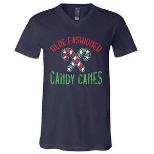 Candy Cane Holly Merry Christmas Happy Xmas Holidays V-Neck T-Shirt