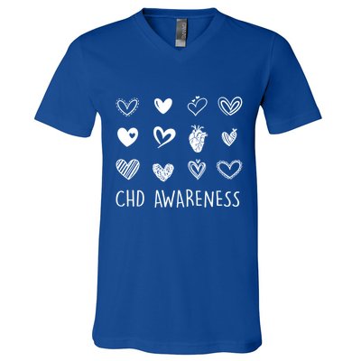 Chd Congenital Heart Disease Awareness Great Gift V-Neck T-Shirt