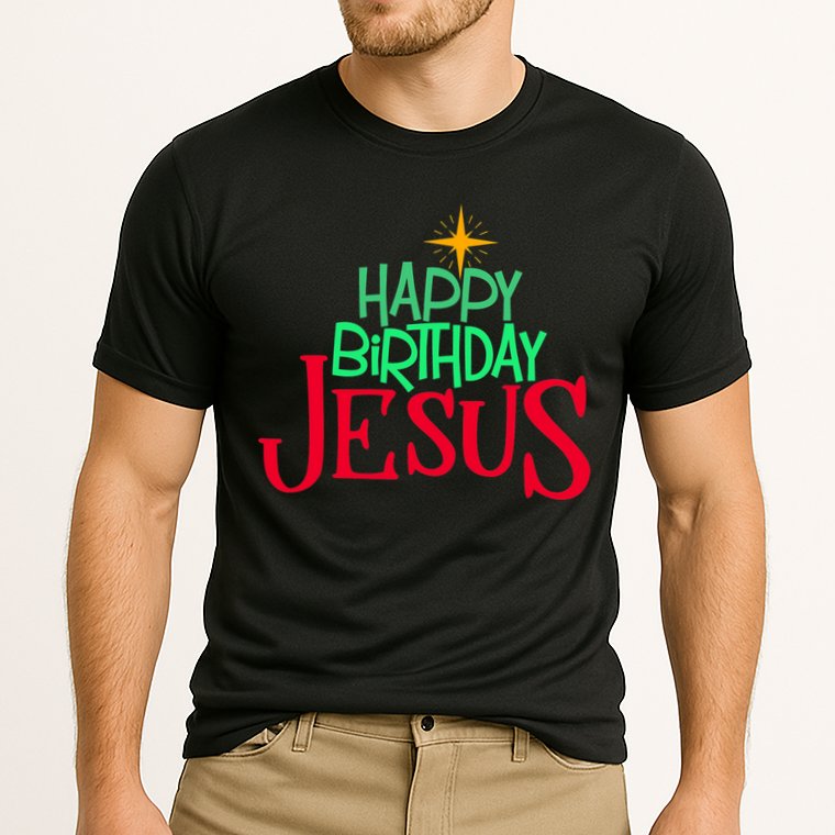 Christian Christmas HAPPY BIRTHDAY JESUS Women Men Kids Gift Cooling Performance Crew T-Shirt