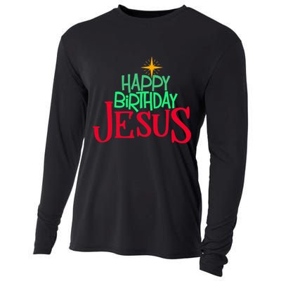 Christian Christmas HAPPY BIRTHDAY JESUS Women Men Kids Gift Cooling Performance Long Sleeve Crew