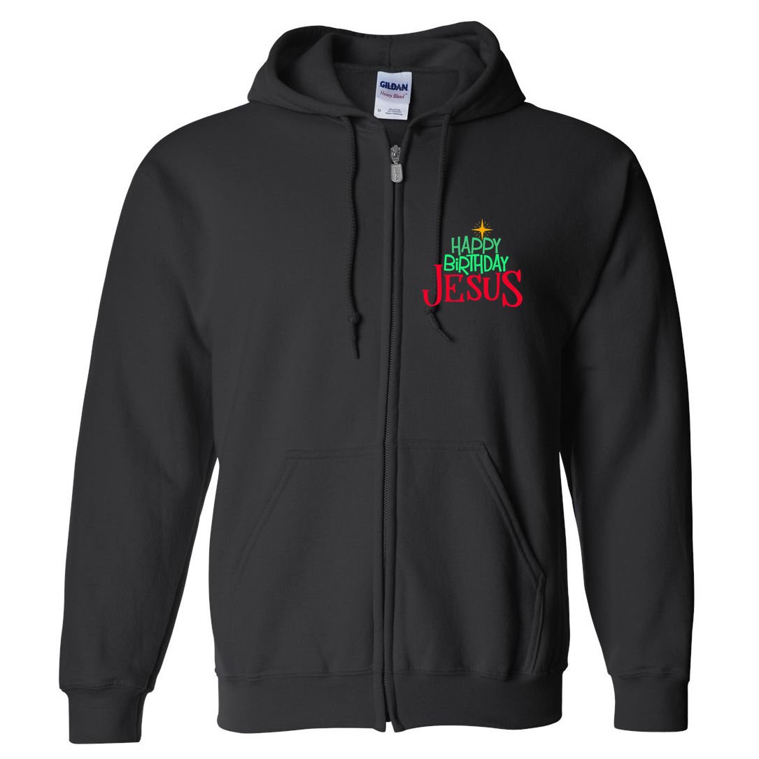 Christian Christmas HAPPY BIRTHDAY JESUS Women Men Kids Gift Full Zip Hoodie