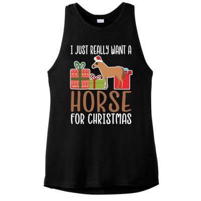 Cute Christmas Horse I Want A Horse Gift Ladies PosiCharge Tri-Blend Wicking Tank