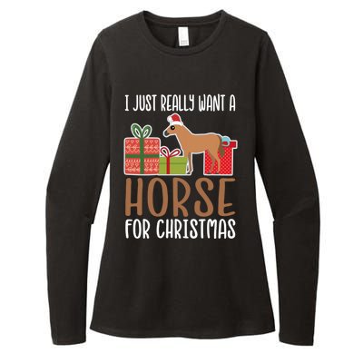 Cute Christmas Horse I Want A Horse Gift Womens CVC Long Sleeve Shirt