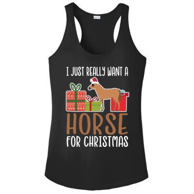 Cute Christmas Horse I Want A Horse Gift Ladies PosiCharge Competitor Racerback Tank